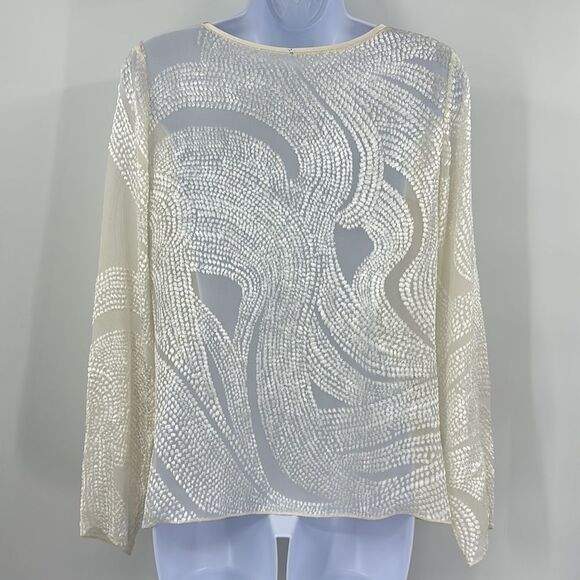 Peter Cohen 100%‎ Silk Blouse Stunning Sheer Top Sz M - Picture 3 of 6